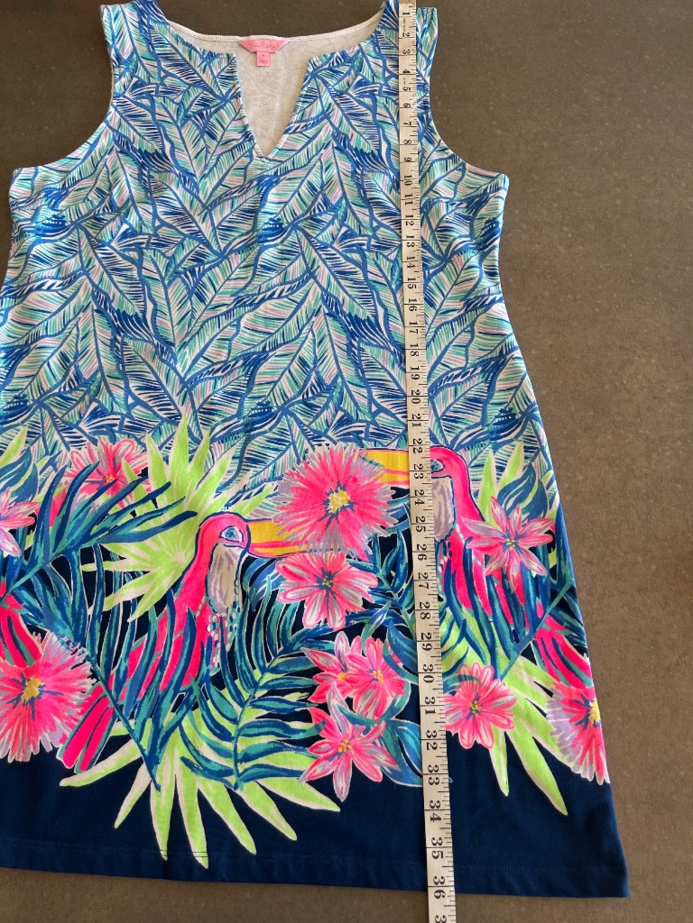 Lilly Pulitzer Harper French Terry Shift in Bennet Blue Let's Mango XL EUC - Picture 5 of 7